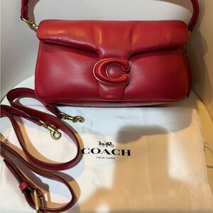 Coach Pillow Tabby Red NappaLeather Shoulder Bag 26 w/additional crossbody strap